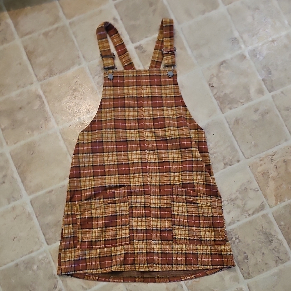 No Boundaries Plaid Pinafore in Warm Tones